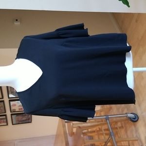 Catherine Black Blouse Flowy Small V Neck